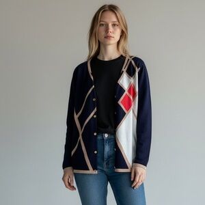 Carmen Marc Valvo sweater cardigan EUC L